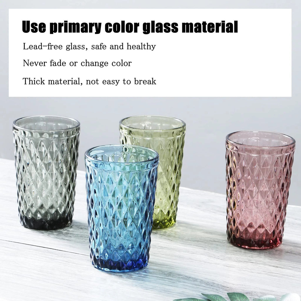 Blue Drinking Glass Set Of 6 Tumbler12 Oz Kitchen Glasses Diamond Glasswarefo | eBay