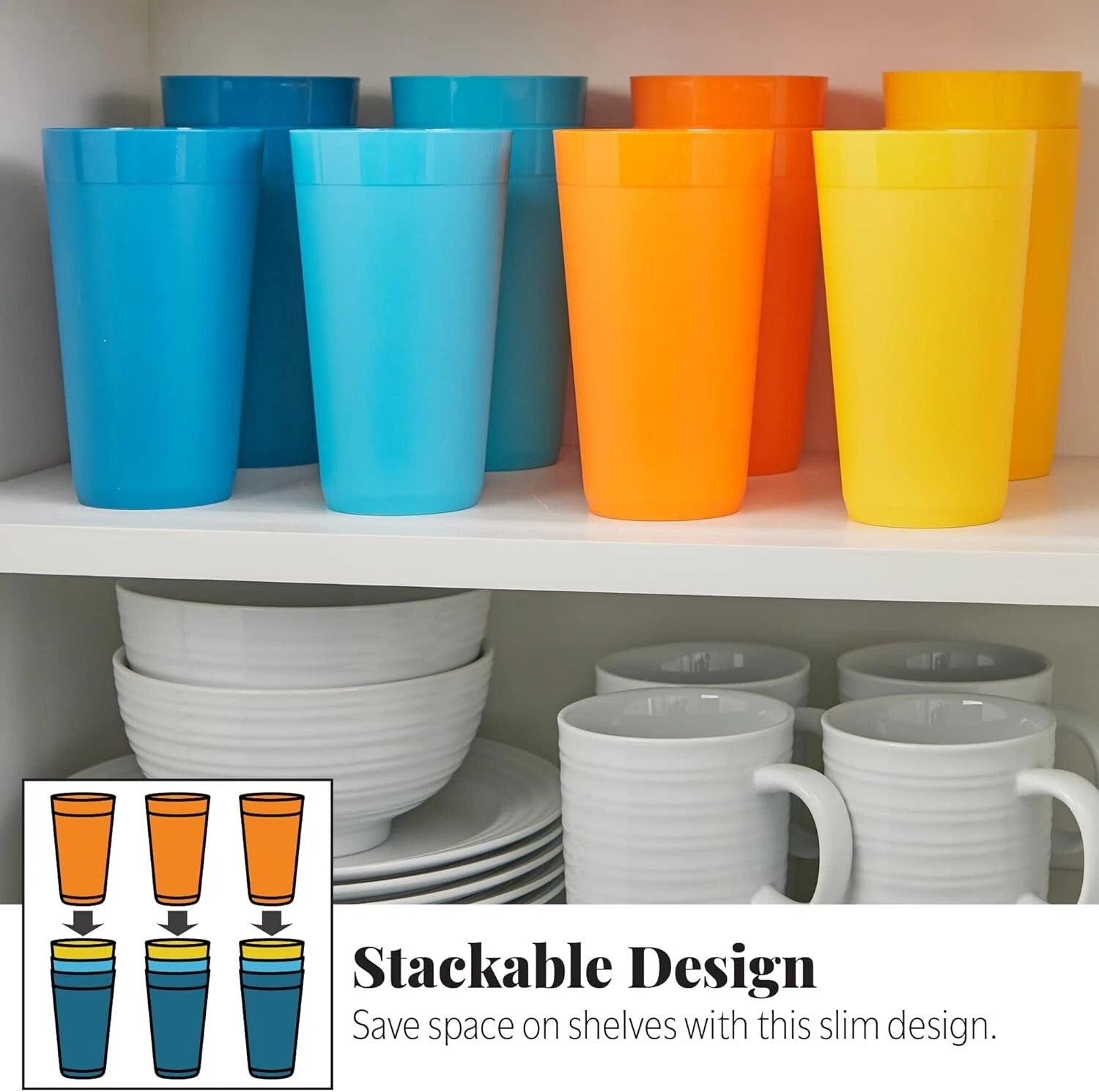 Plastic Water Tumblers Set of 12 20oz Sunrise Color BPA-Free Reusable Outdoor | eBay