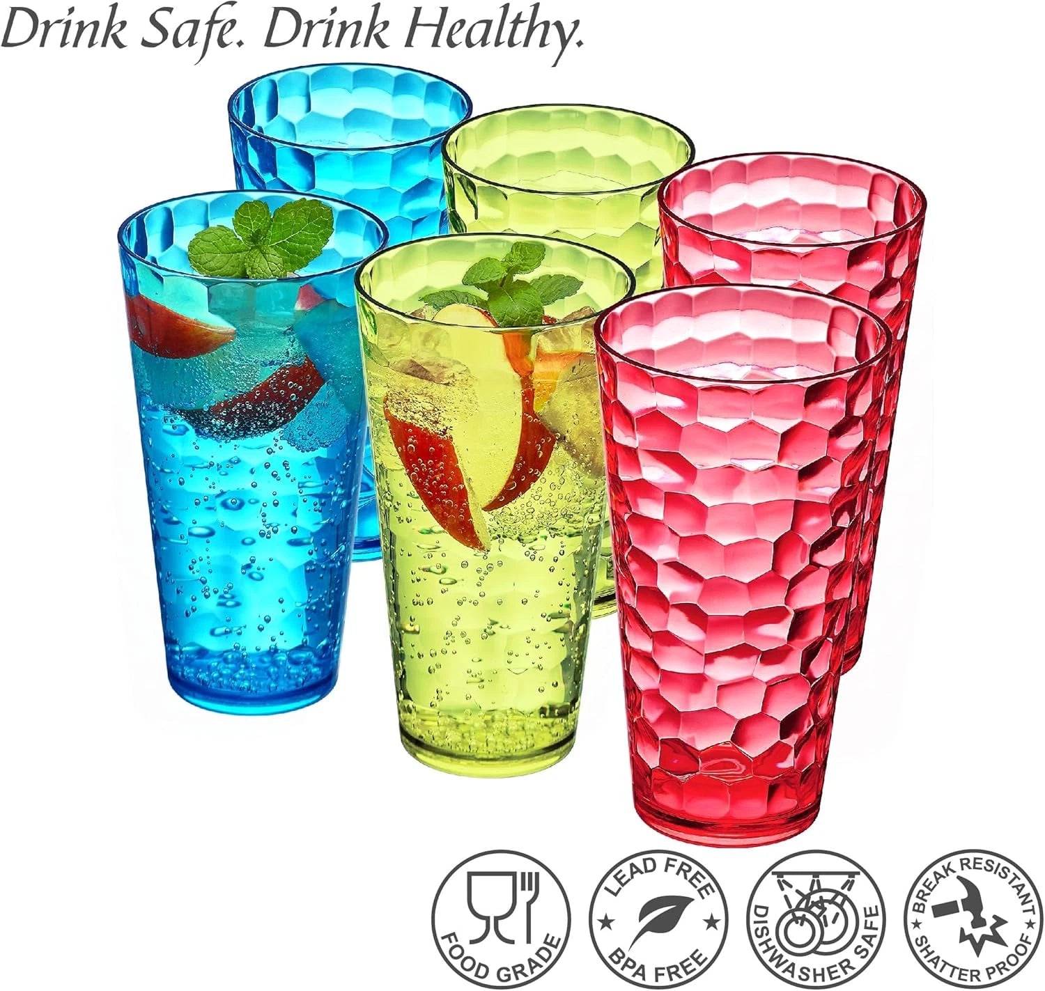 - Iceberg - 30-Ounce Plastic Tumblers (Set of 6), Acrylic Drinking Glasses, Mixe | eBay