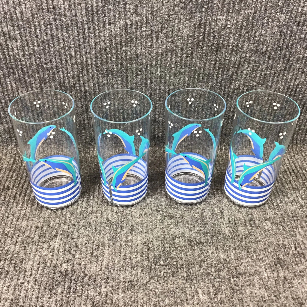 Vtg 1986 Aladdin Kalor 16 oz. Dolphin￼ Design Set Of 4 Acrylic Highball Glasses | eBay