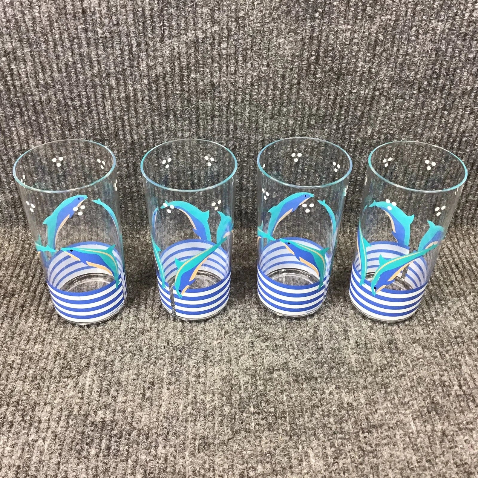Vtg 1986 Aladdin Kalor 16 oz. Dolphin￼ Design Set Of 4 Acrylic Highball Glasses | eBay