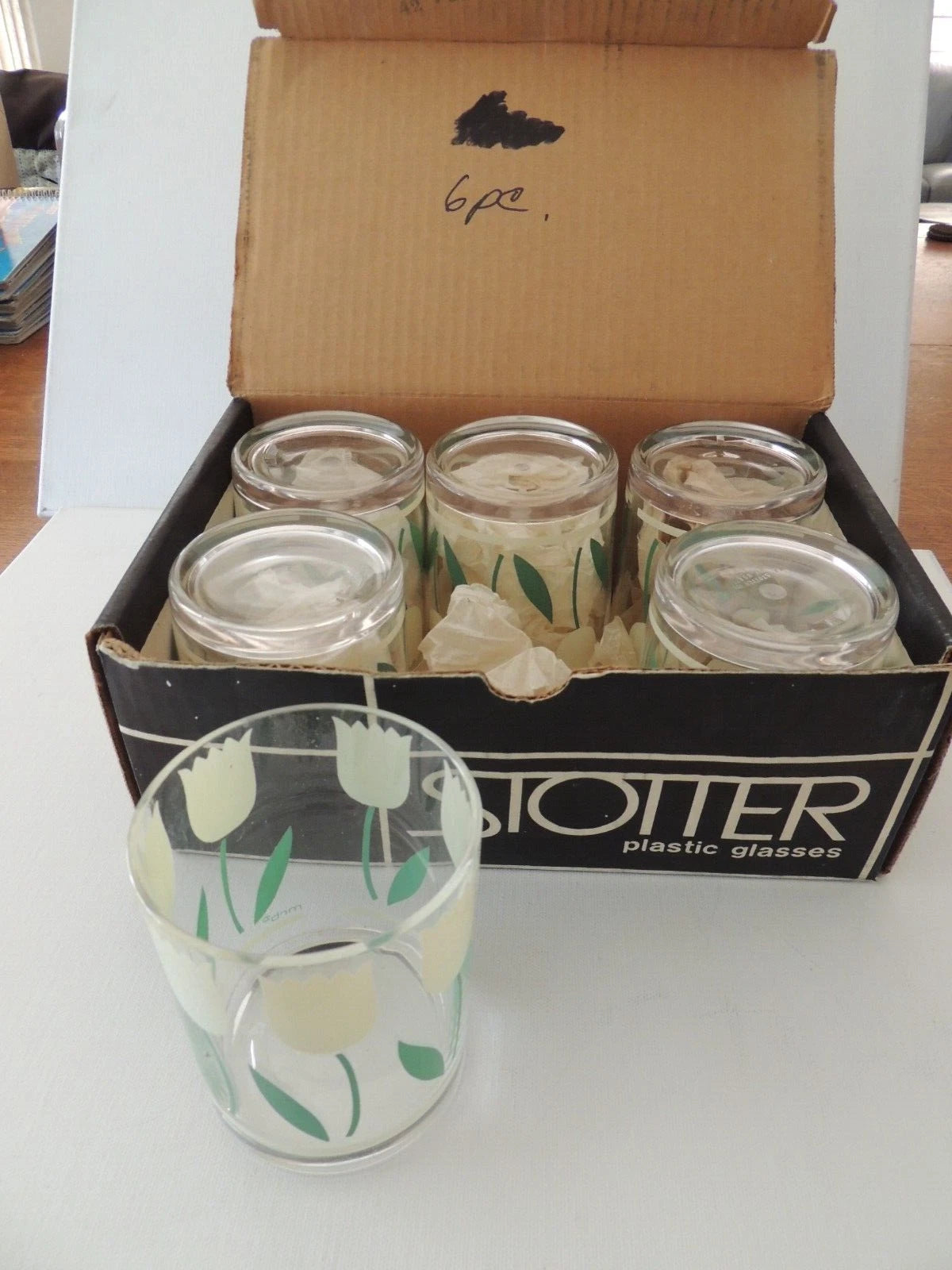 NIB VINTAGE STOTTER 98-08 VANILLA TULIP PLASTIC TUMBLERS SET OF 6 | eBay