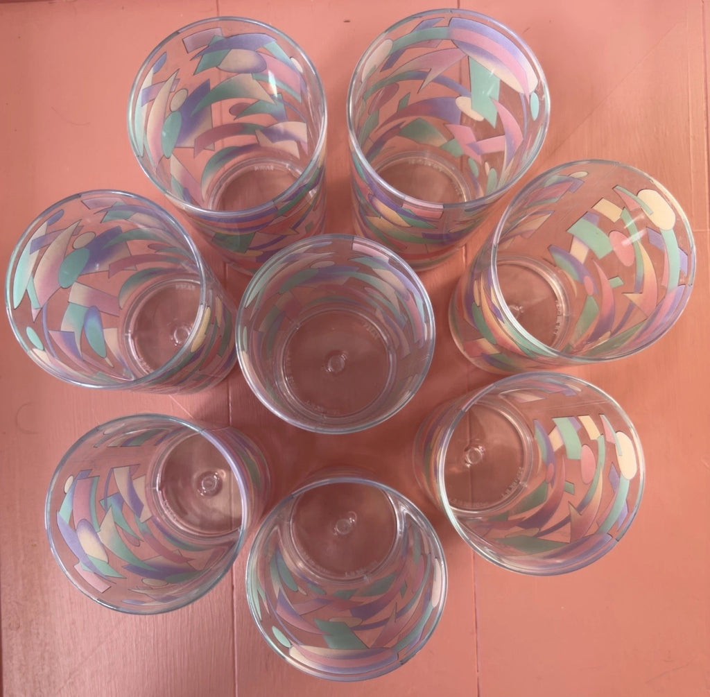 Vintage Kasen Geometric Tumblers Set of 6 – 80s 90s Retro Pastel Glasses | eBay