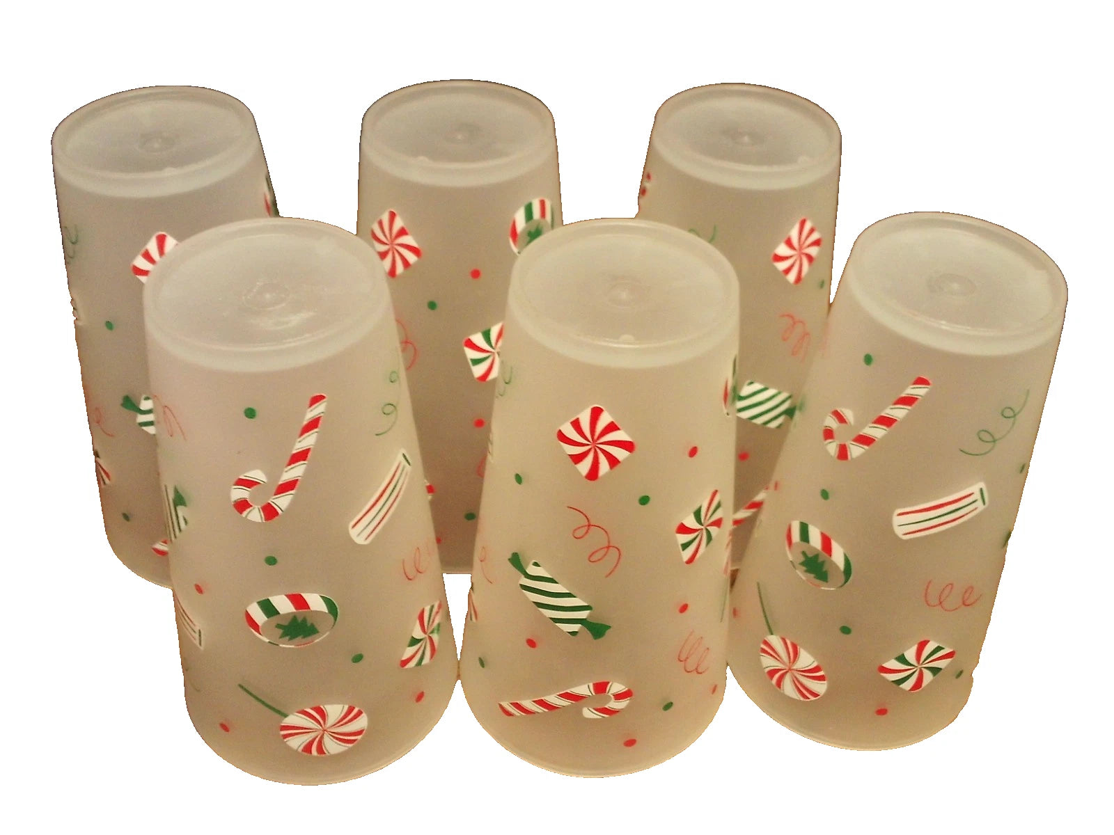 6pc CHRISTMAS Large Plastic Tumblers-Peppermints-Shatterproof Drink Glasses 187 | eBay
