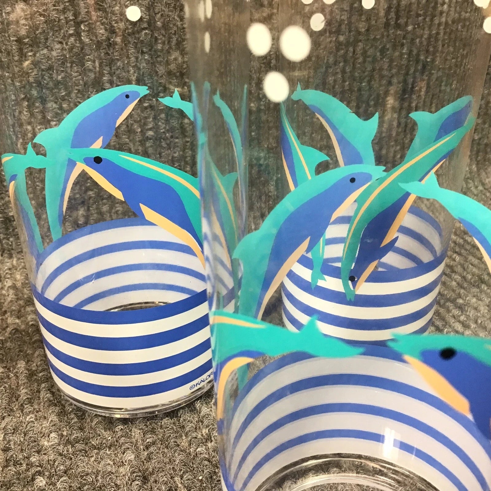 Vtg 1986 Aladdin Kalor 16 oz. Dolphin￼ Design Set Of 4 Acrylic Highball Glasses | eBay